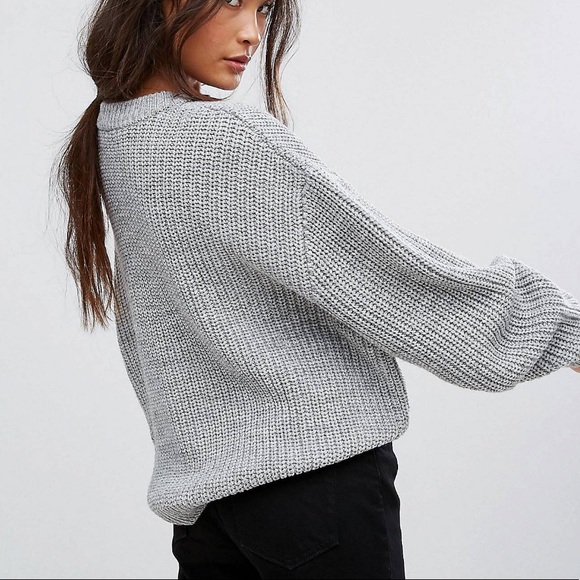 Weekday Gray Fisherman Oversized Knit Sweater - Picture 2 of 6